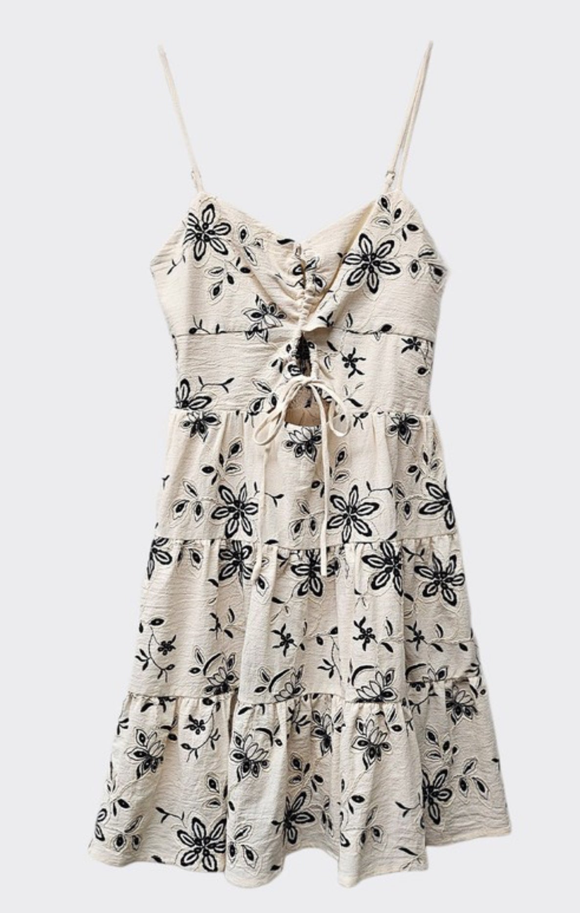 Embroidery Flowers Mini Dress
