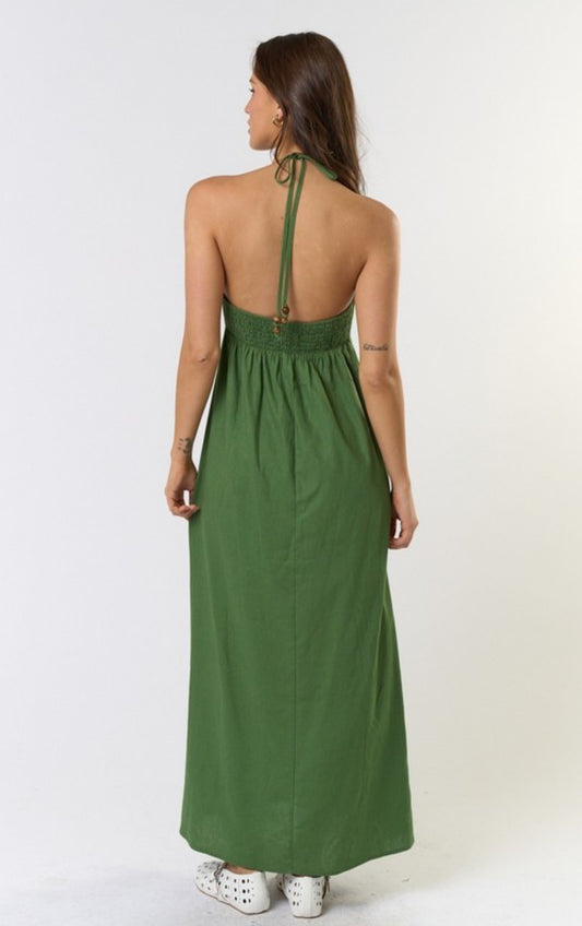 Green Halter Maxi Dress