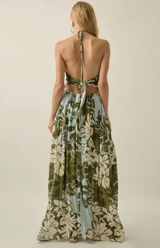 Floral Halter Maxi Dress