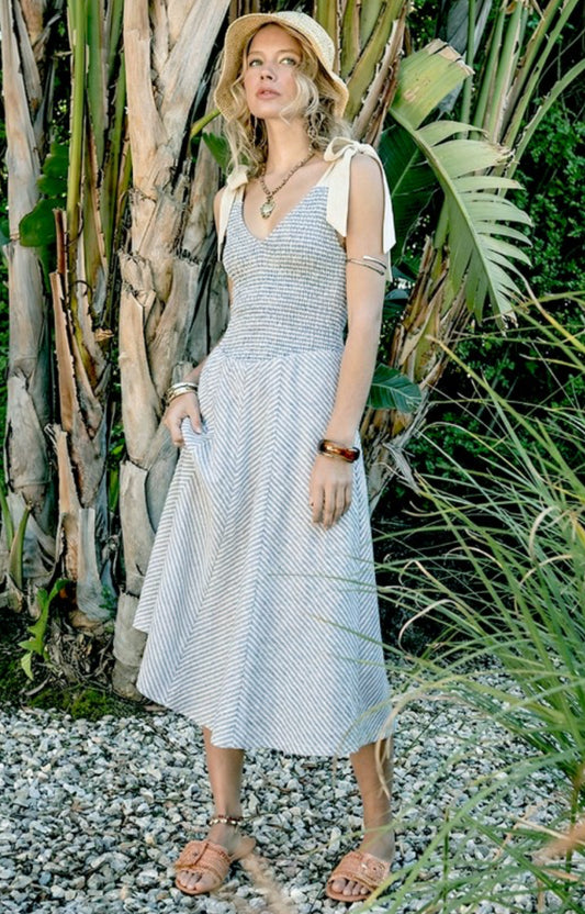 Light Blue Striped Dress