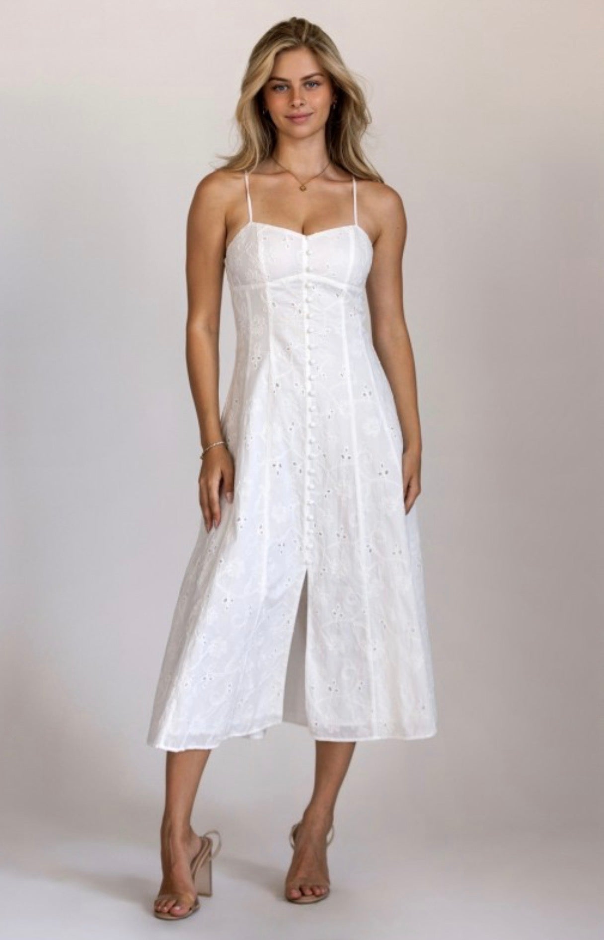 Eyelet Embroidered Midi Dress