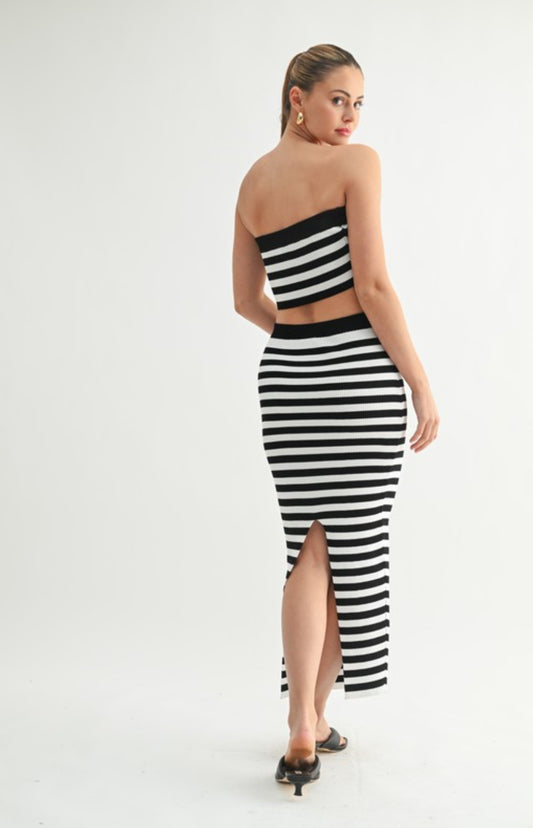 Striped Tube Top & Skirt Set