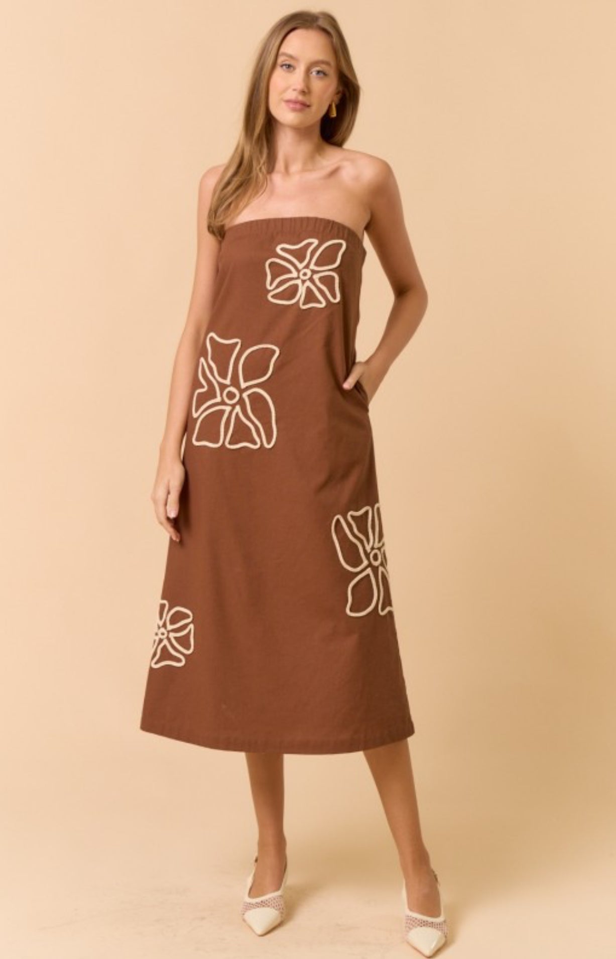 Floral Embroidery Maxi Dress