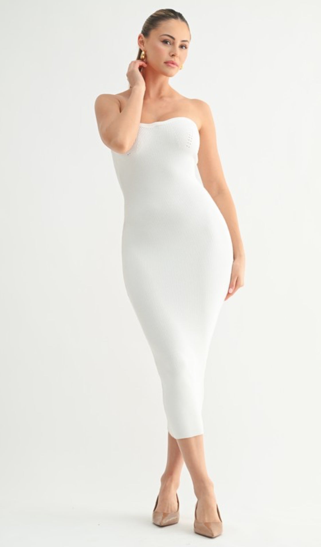 White Strapless Bodycon Dress