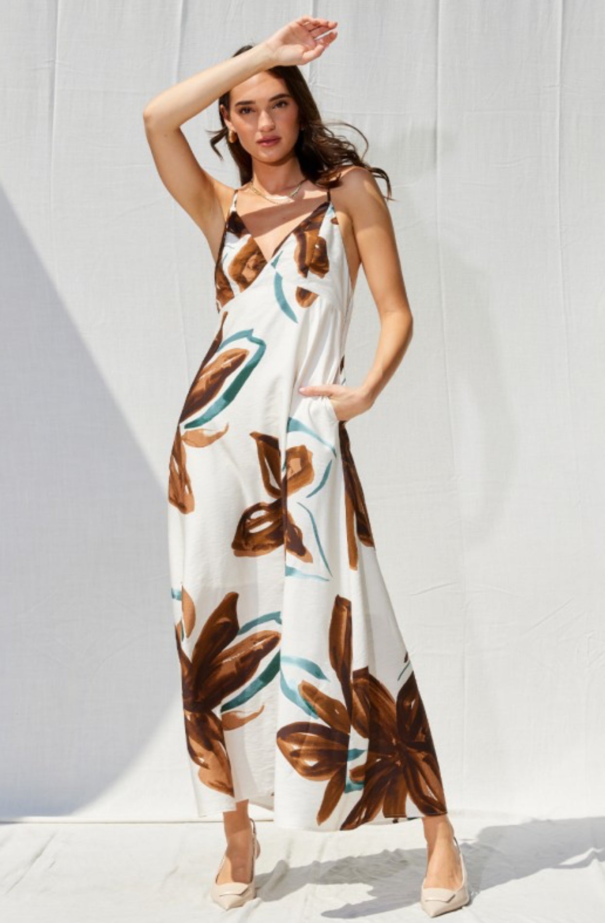 Brown Open Back Maxi Dress