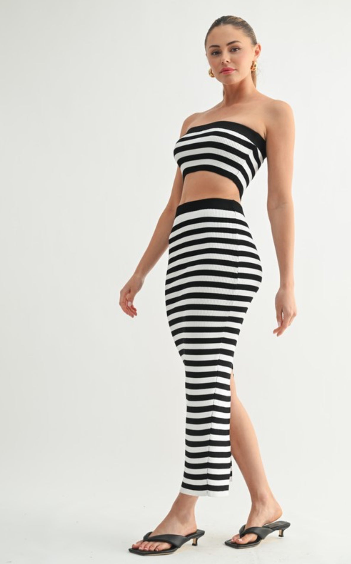 Striped Tube Top & Skirt Set