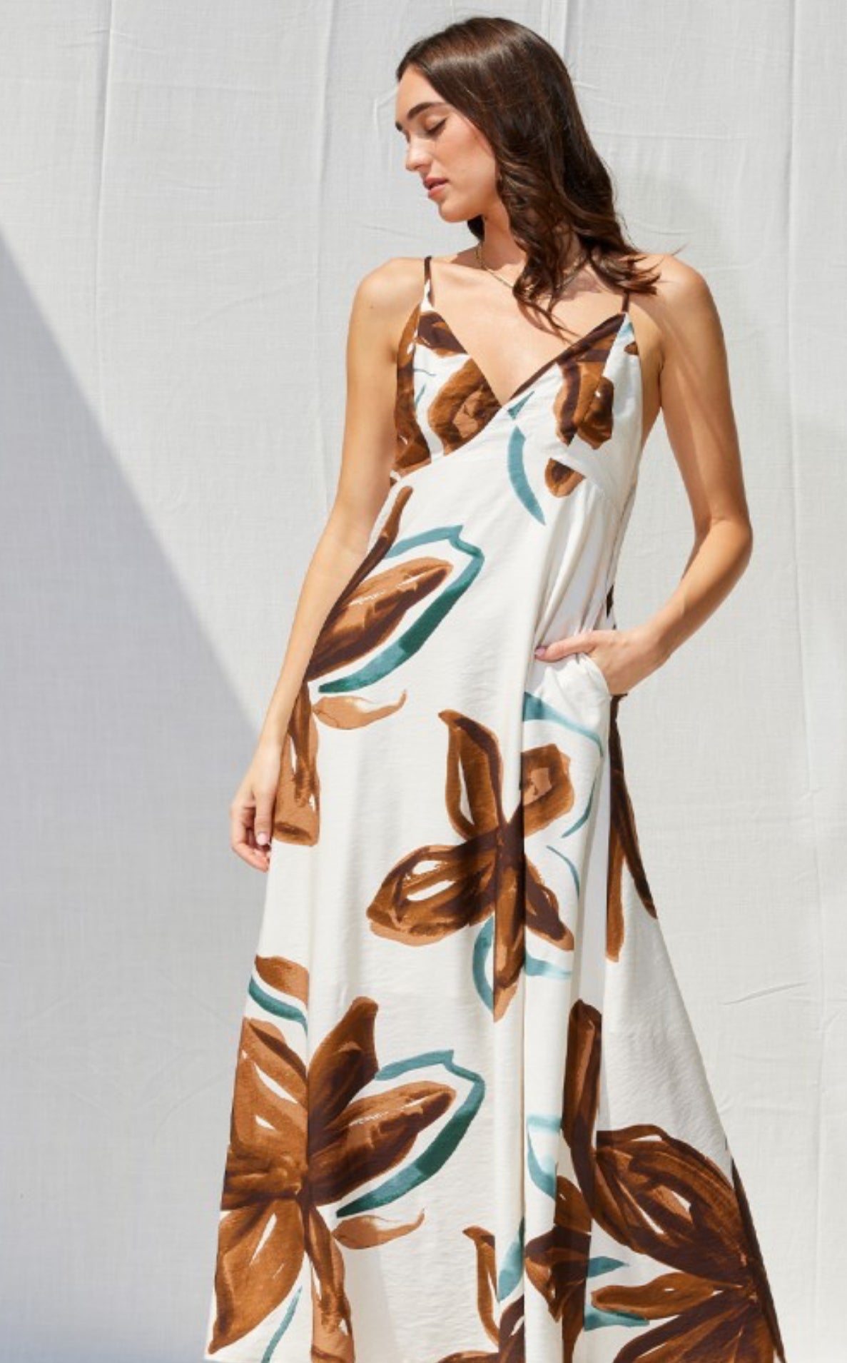 Brown Open Back Maxi Dress