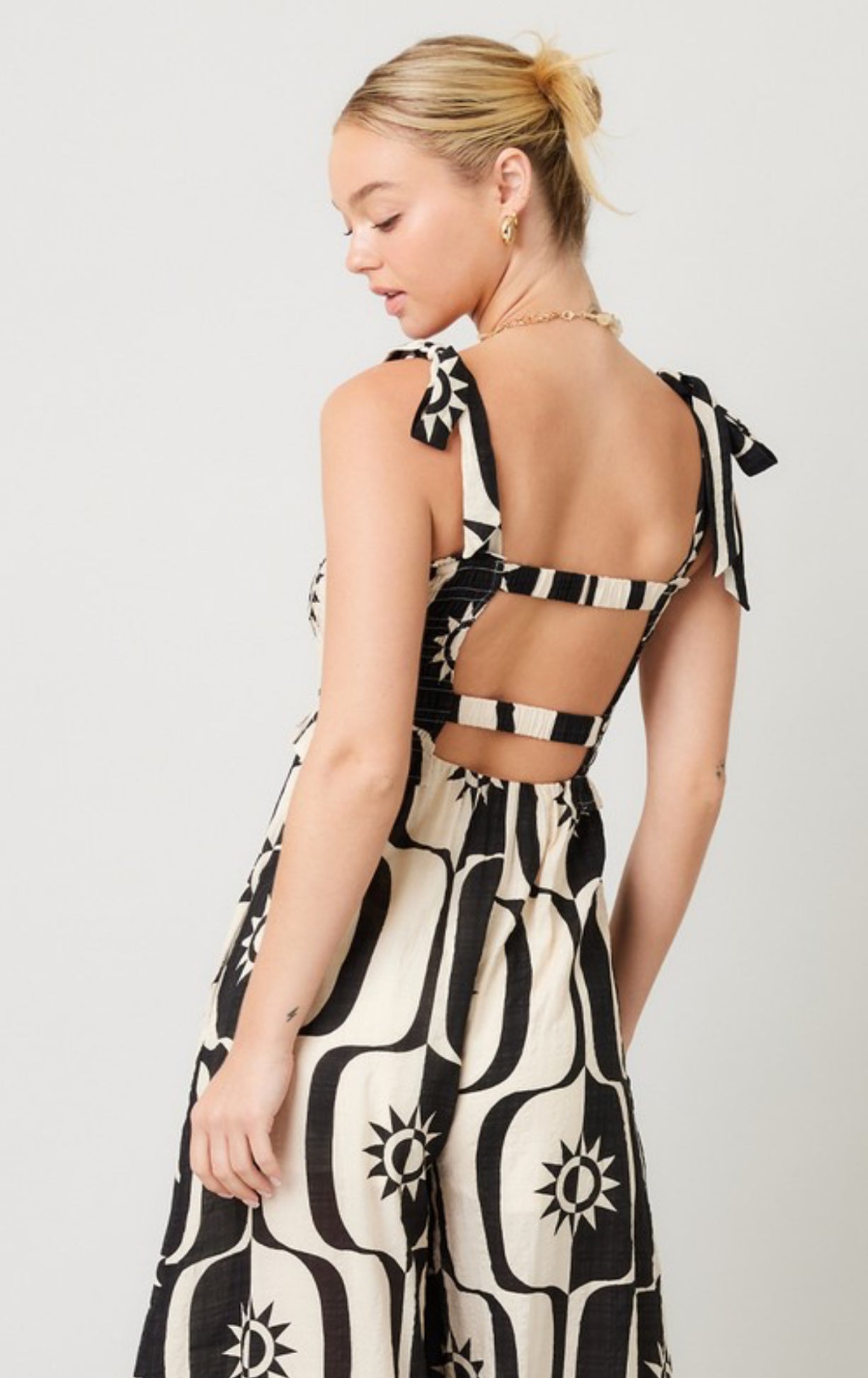 Printed Smocked Jumpsuit