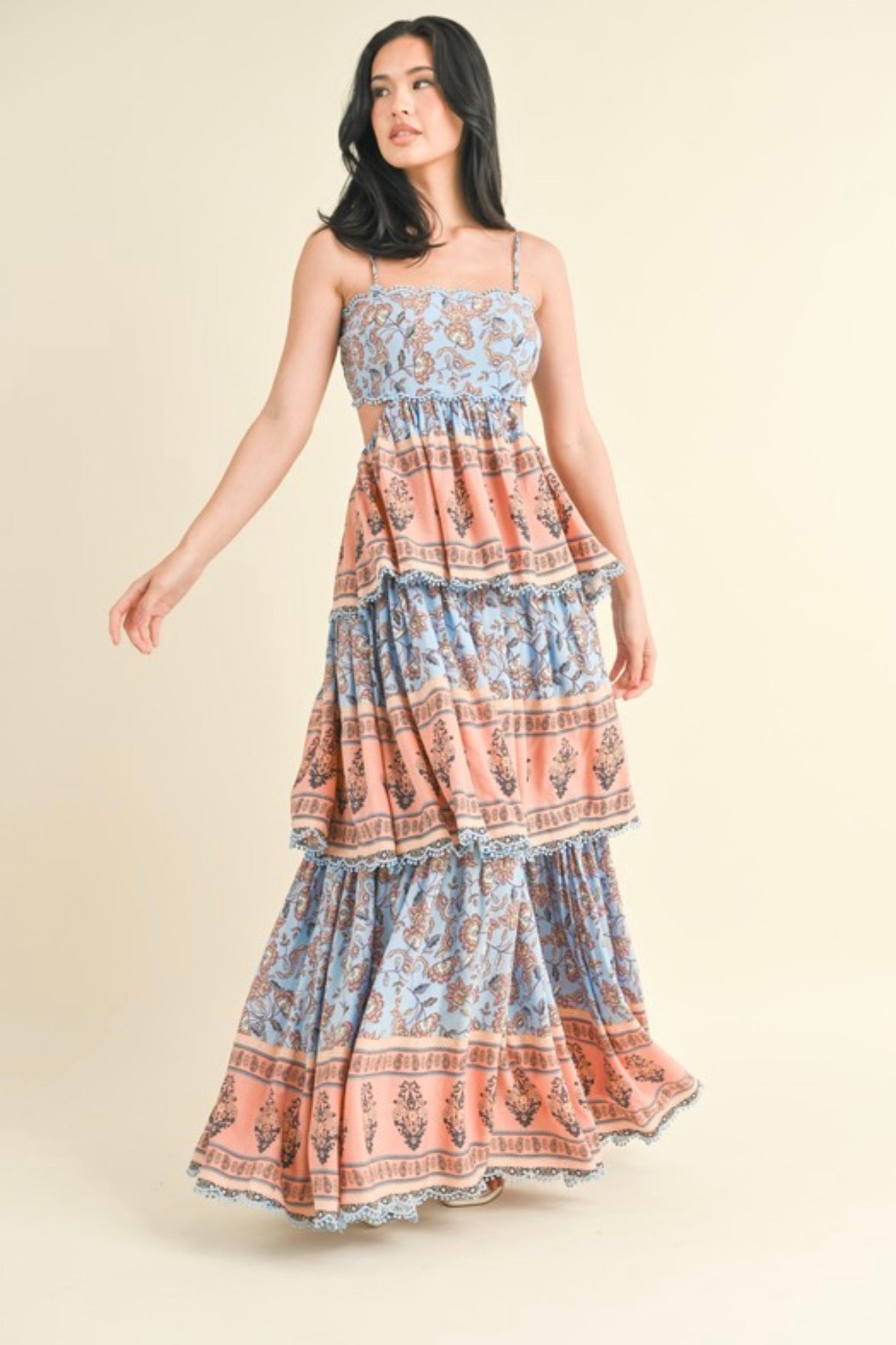 Pom Pom Trim Maxi Dress