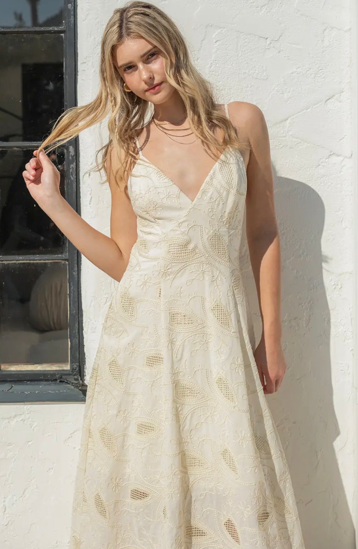 Off White Embroidery Dress