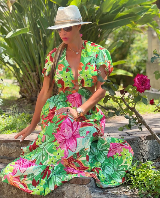 Floral Cut Out Maxi Dress