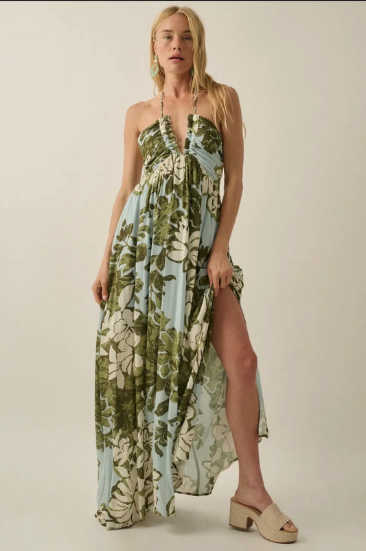 Floral Halter Maxi Dress