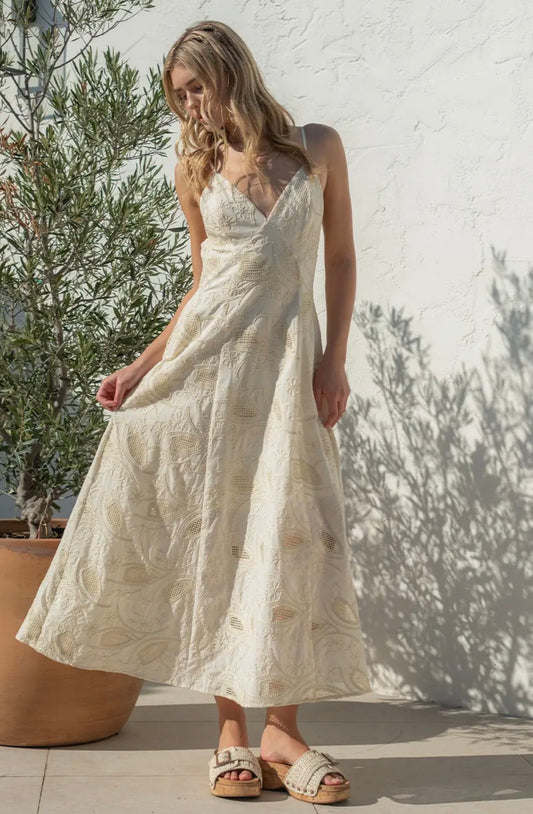 Off White Embroidery Dress