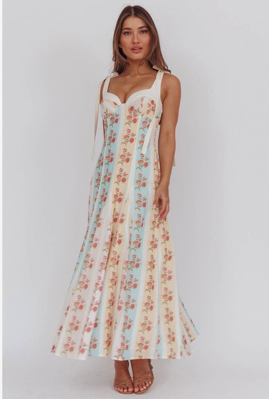 Corset Floral Maxi Dress