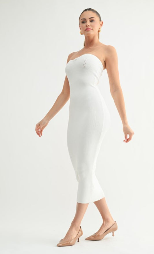 White Strapless Bodycon Dress