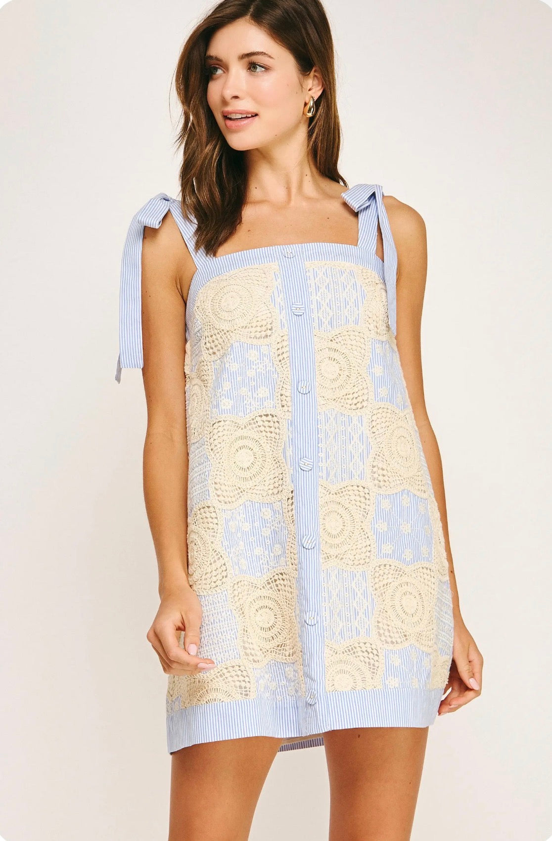Crochet Patchwork Mini Dress
