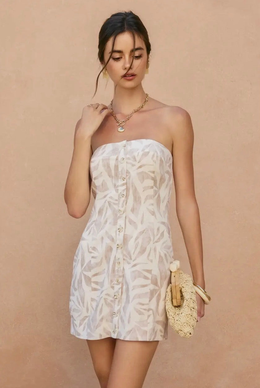 Tropical Leaf Mini Dress