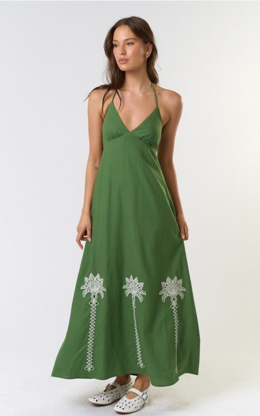 Green Halter Maxi Dress