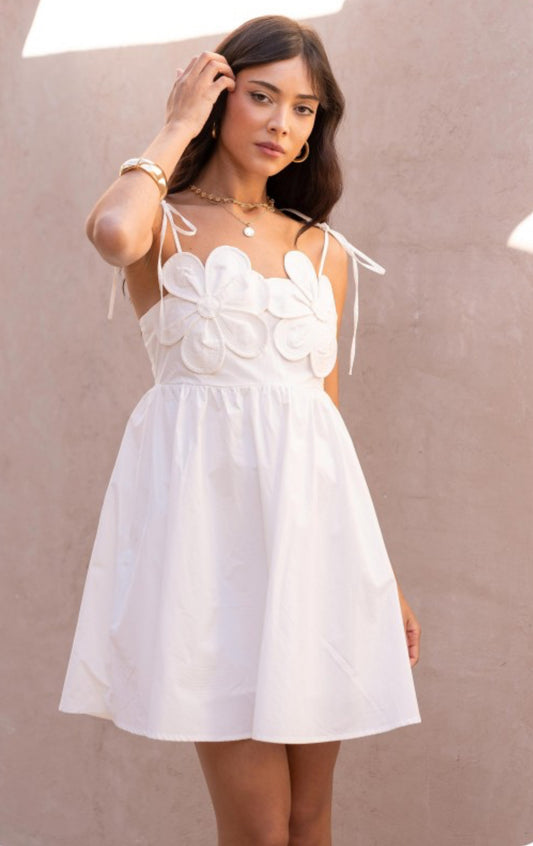 Flower Poplin Mini Dress