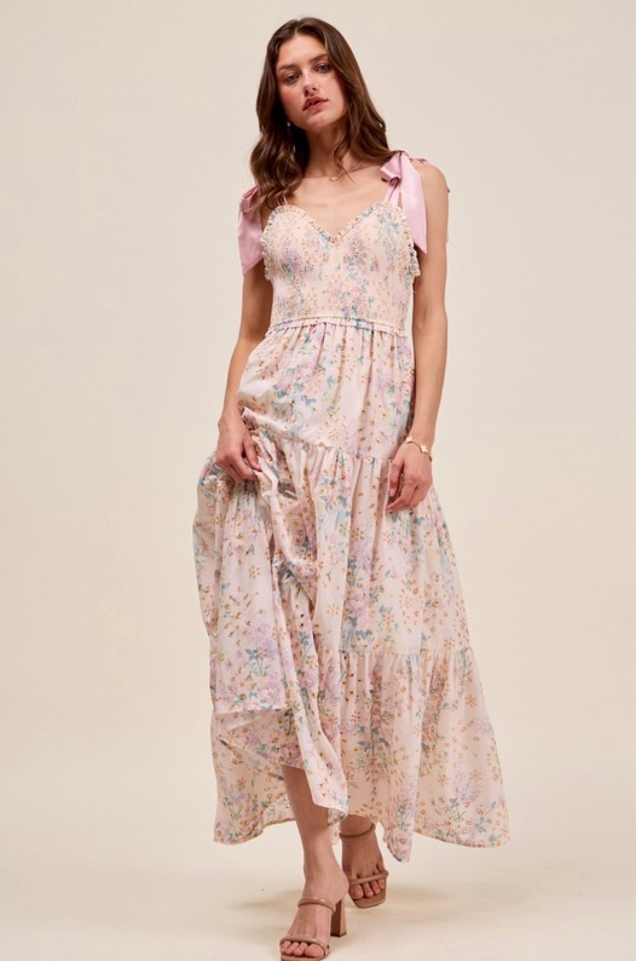 Floral Eyelet Maxi Dress