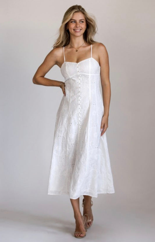 Eyelet Embroidered Midi Dress