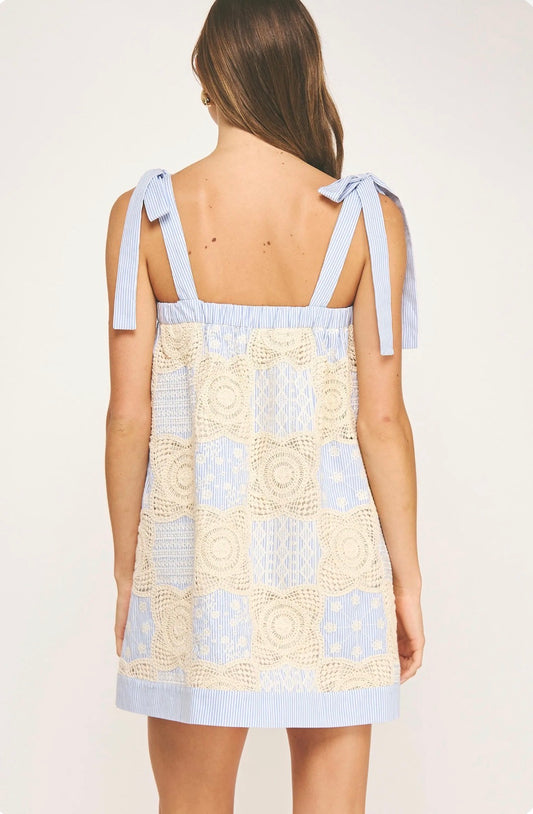 Crochet Patchwork Mini Dress