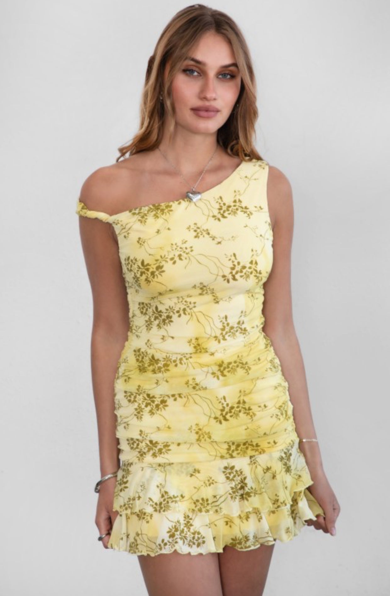 Lemon Mesh Mini Dress