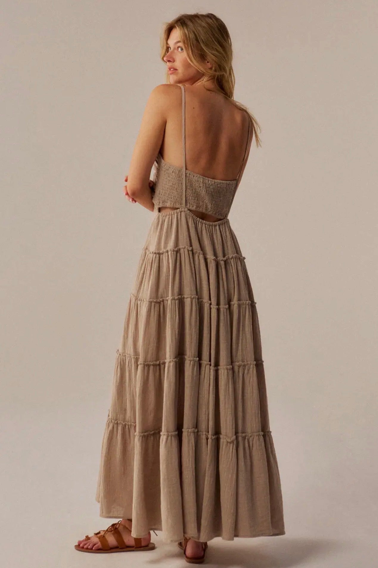 Gauze Halter Maxi Dress