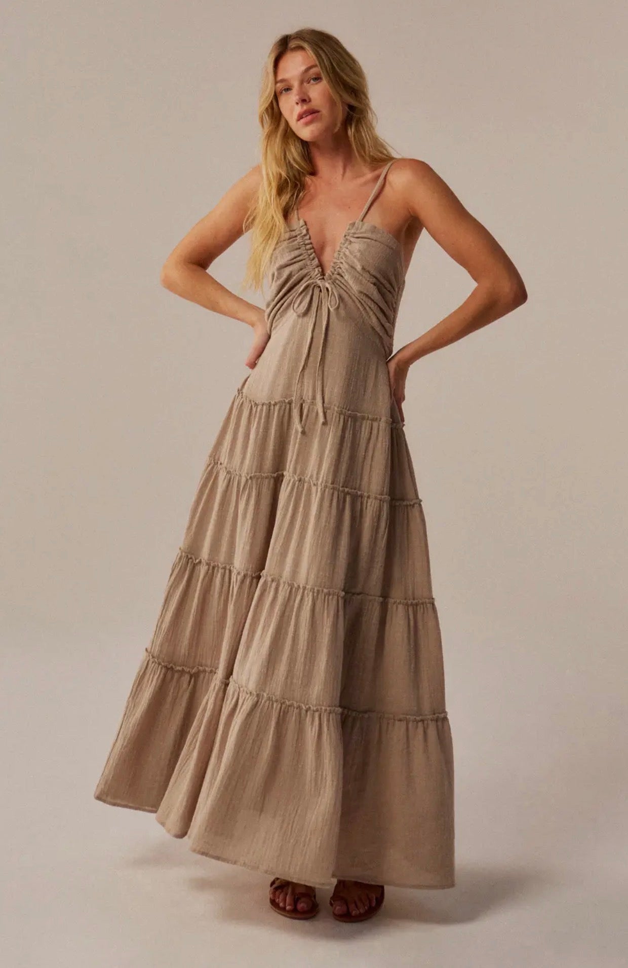 Gauze Halter Maxi Dress
