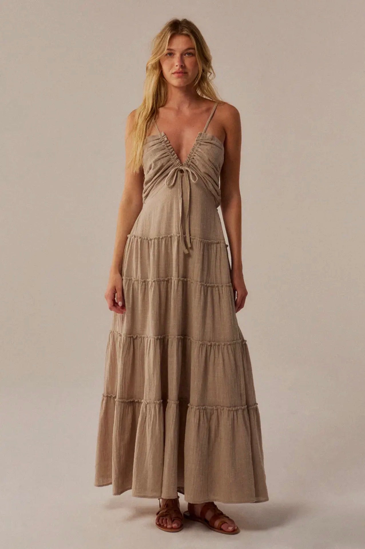 Gauze Halter Maxi Dress
