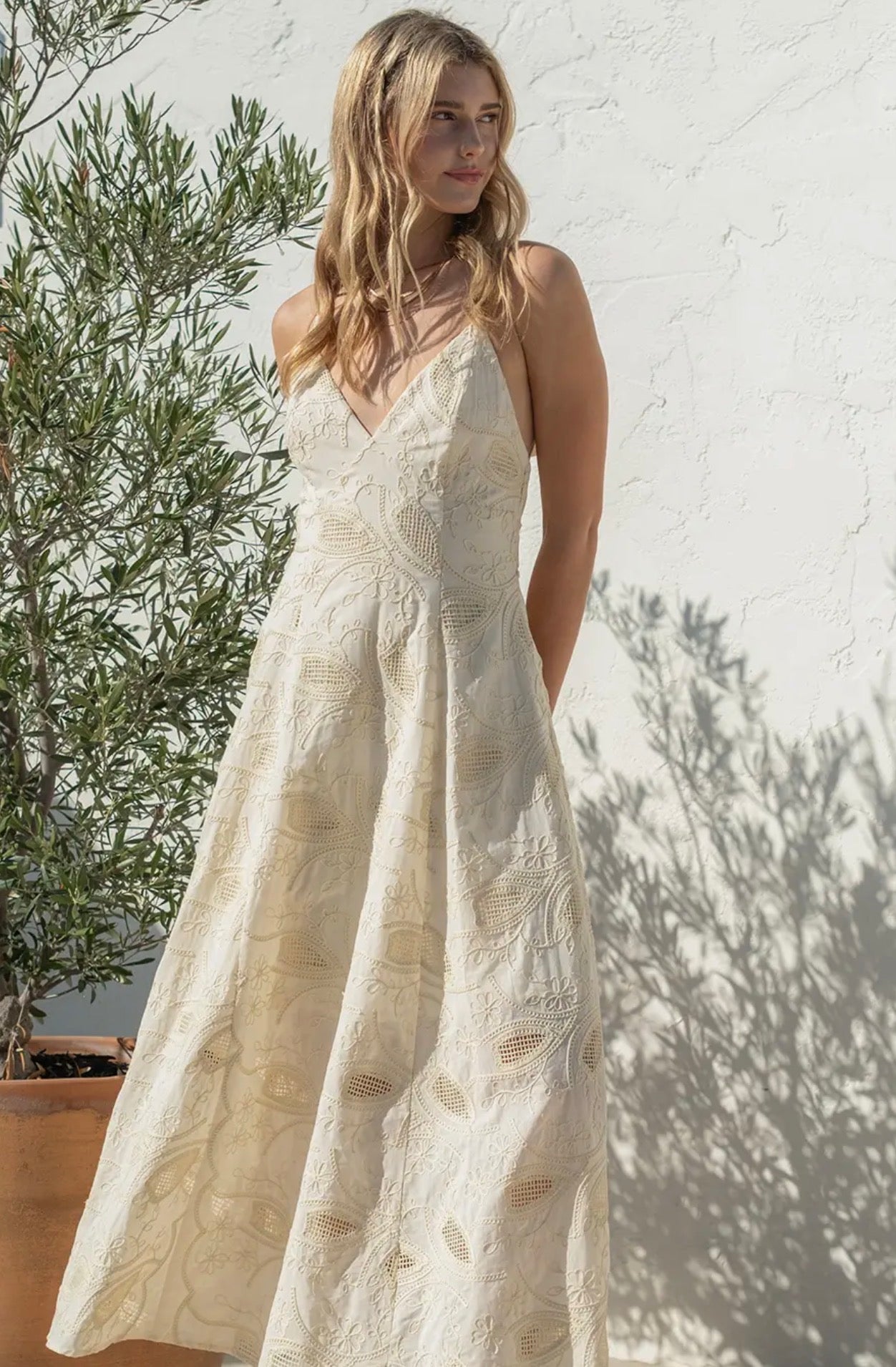 Off White Embroidery Dress
