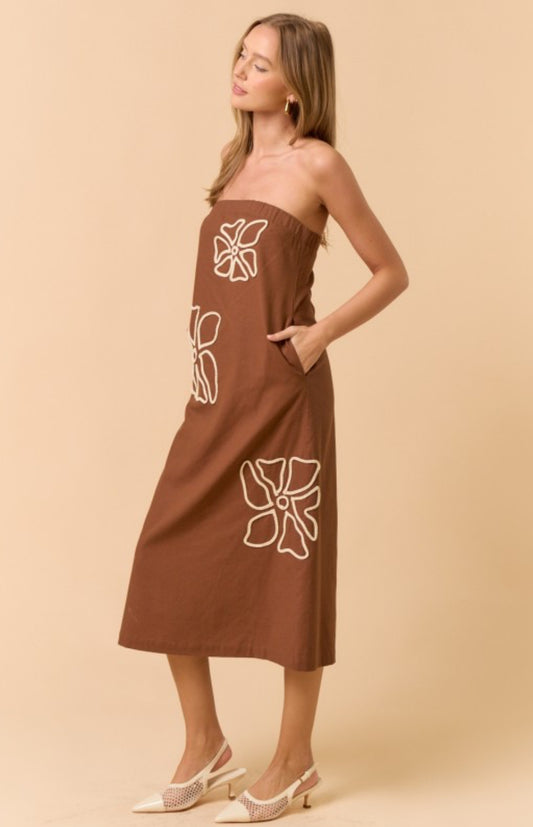 Floral Embroidery Maxi Dress
