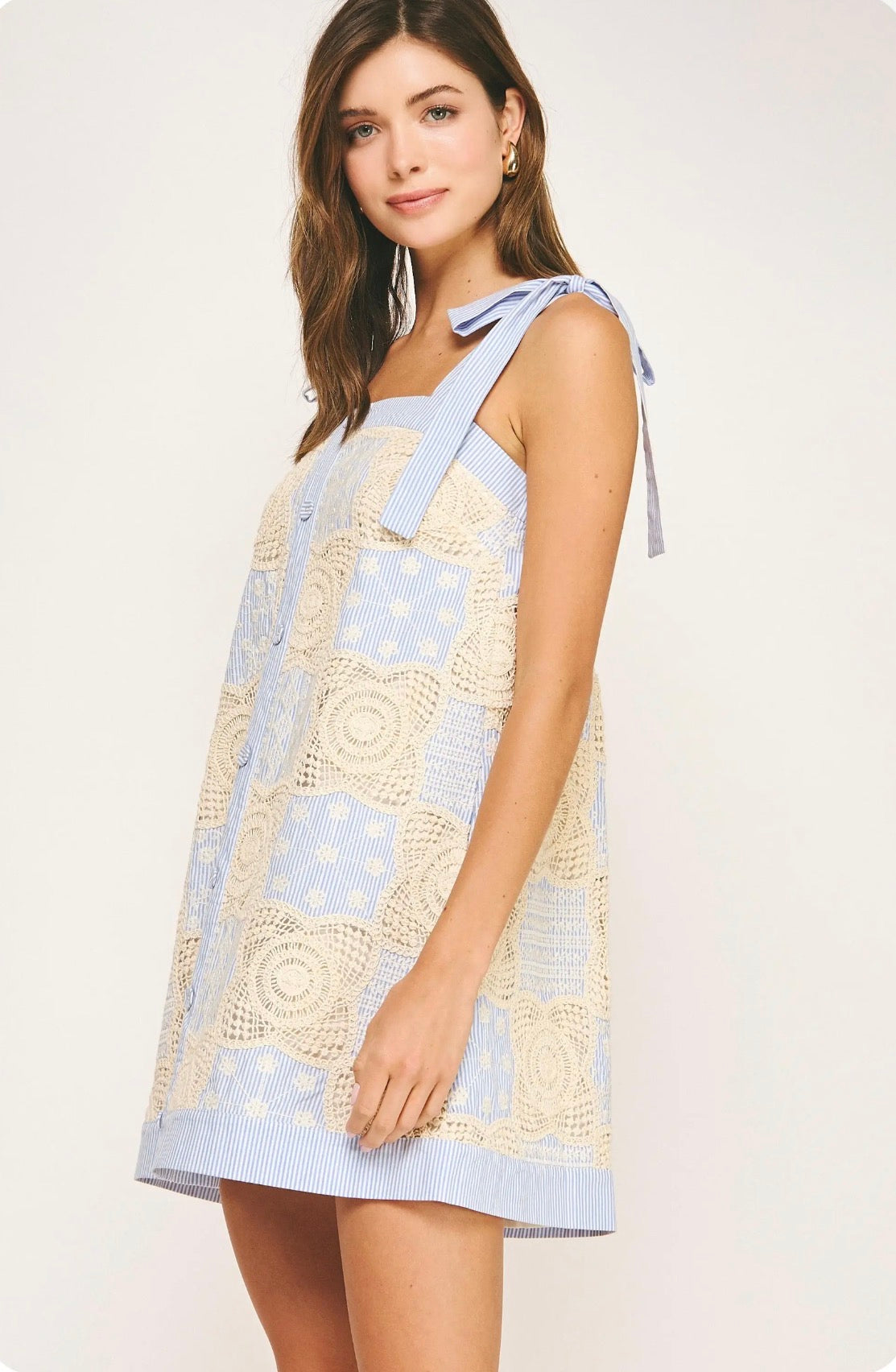 Crochet Patchwork Mini Dress