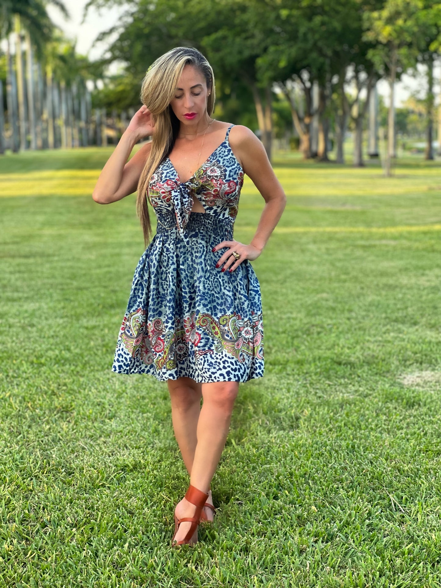 Front Tie Mini Dress