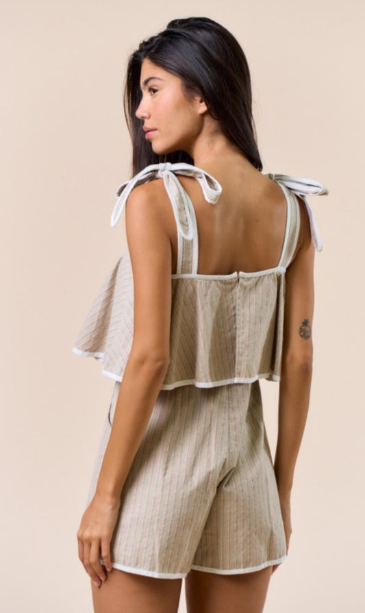 Contrast Hem Taupe Romper
