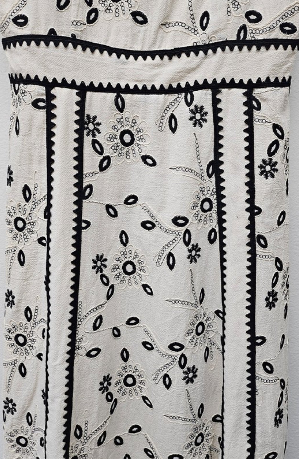 Natural/Black Embroidery Dress