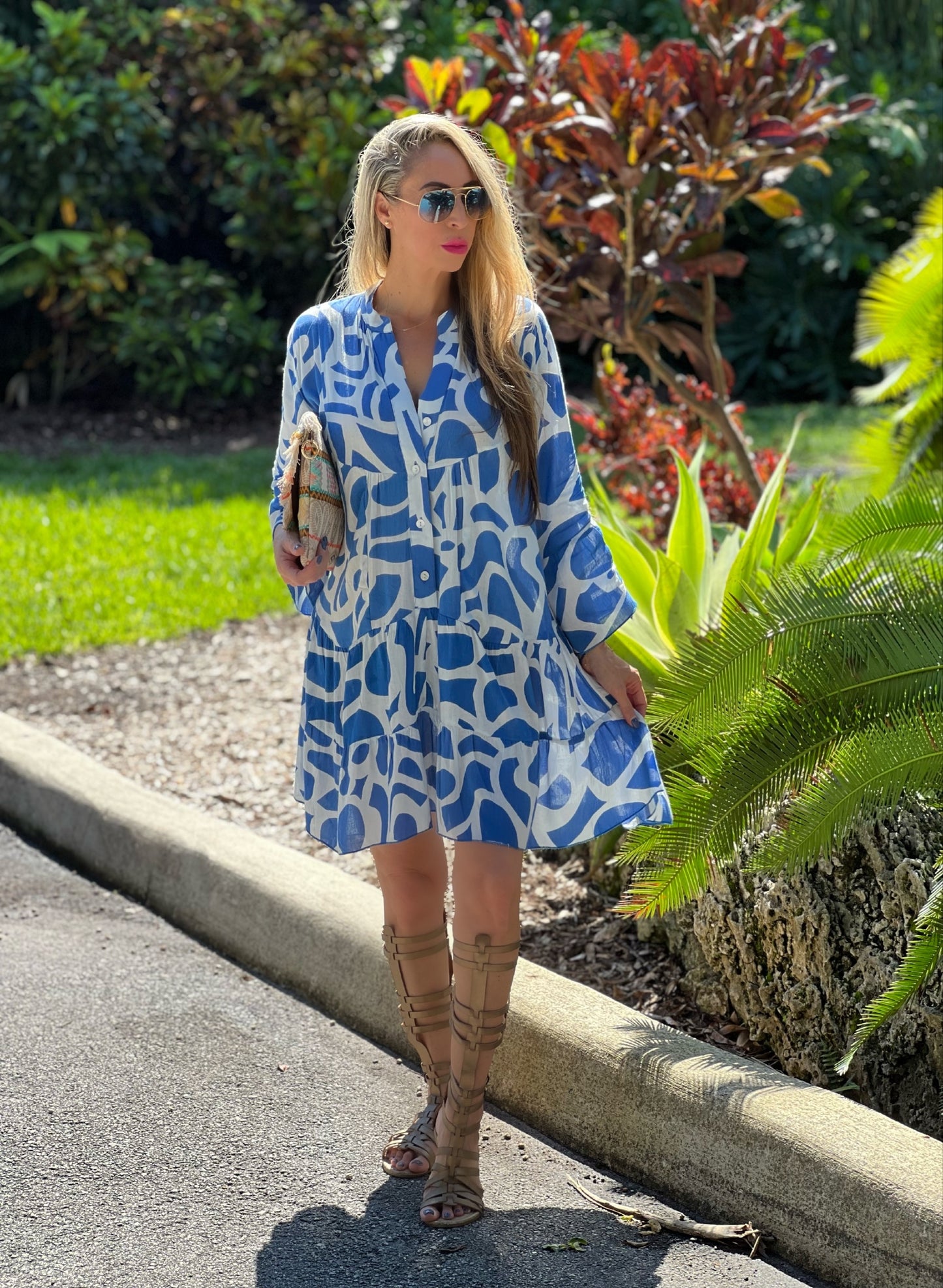 Blue and White Tunic Dress