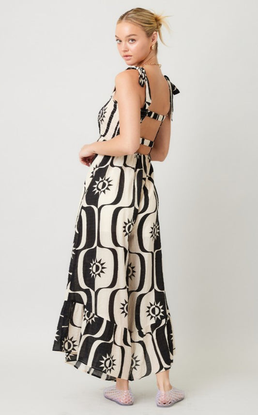 Printed Smocked Jumpsuit