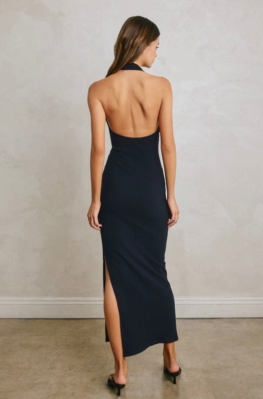 Plunging Halter Dress