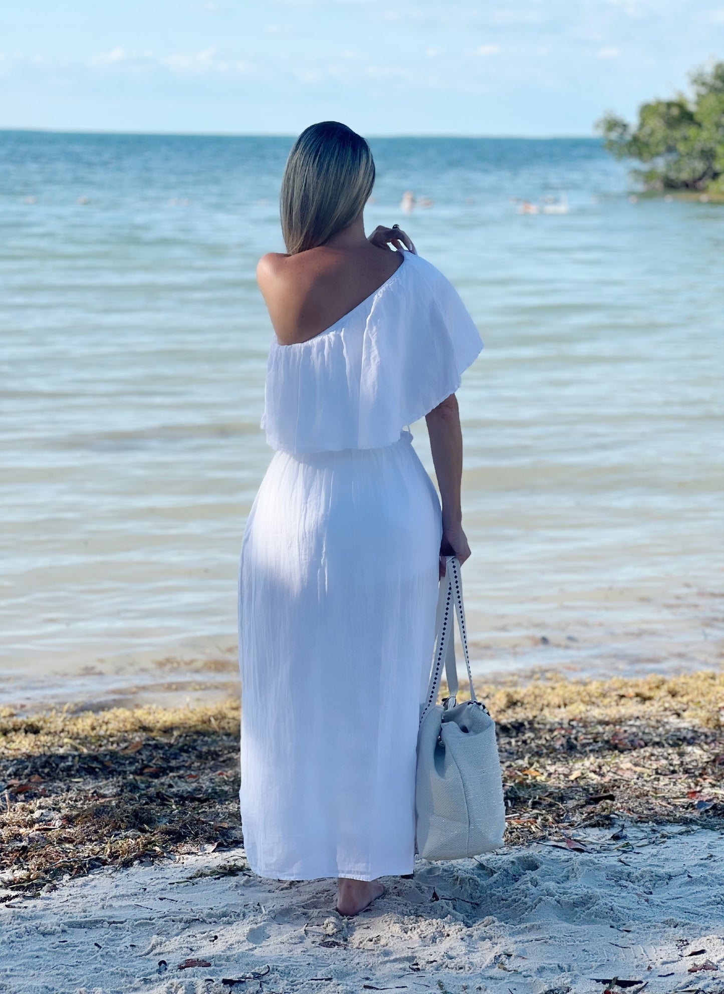 One Shoulder Linen Dress