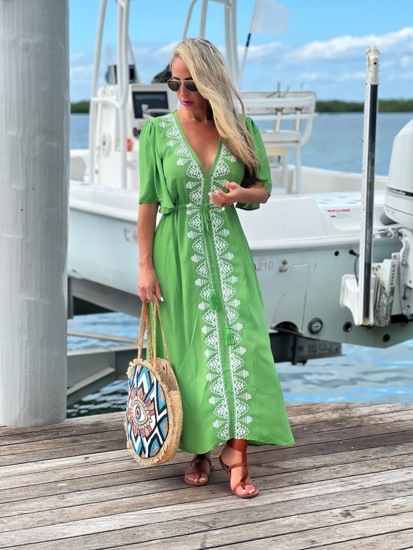 Embroidered Green Dress