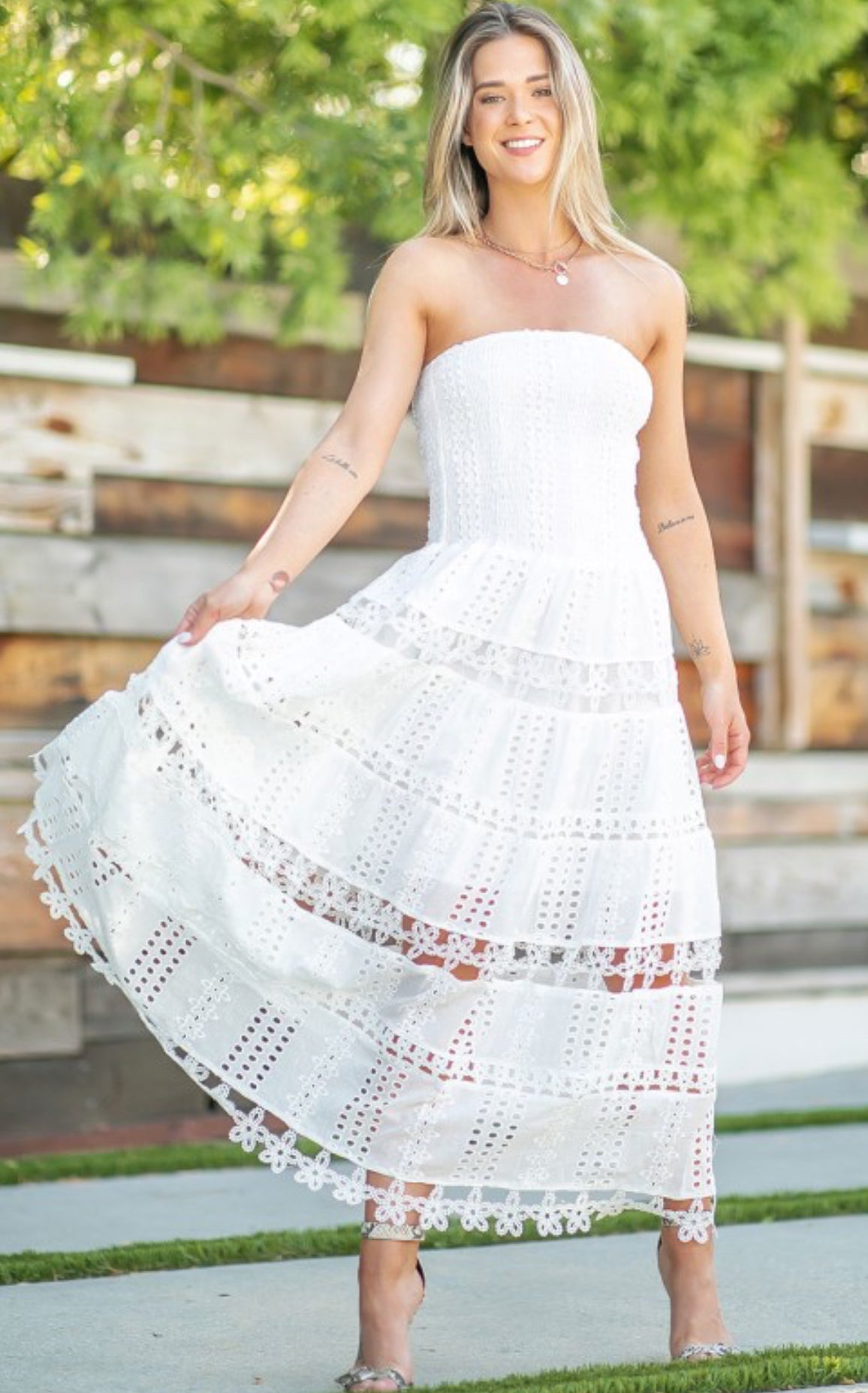 Eyelet Tube Dress