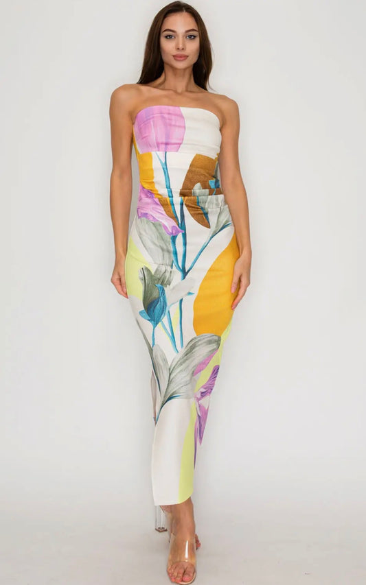 Floral Strapless Dress
