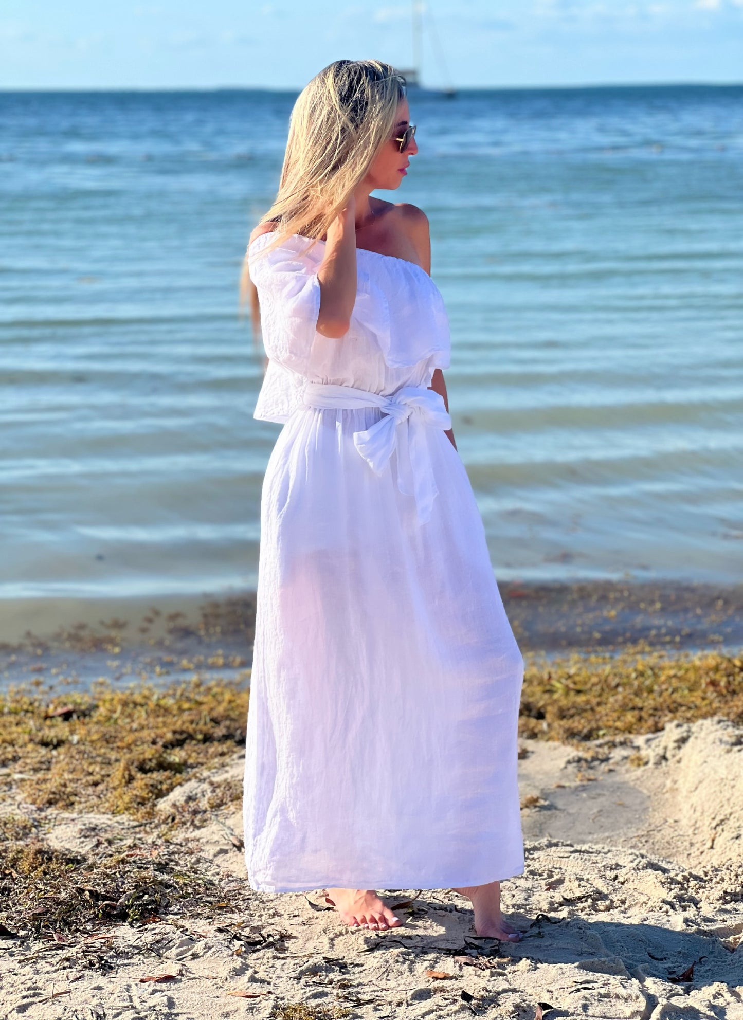 One Shoulder Linen Dress