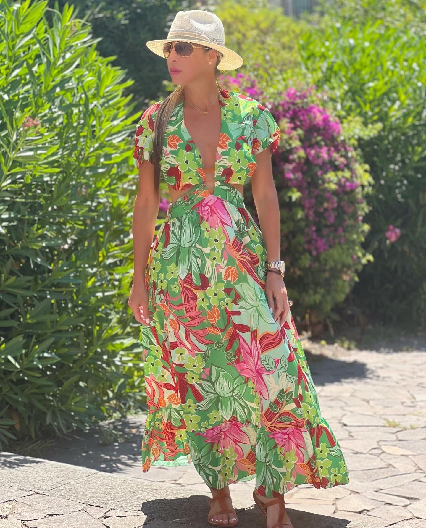 Floral Cut Out Maxi Dress