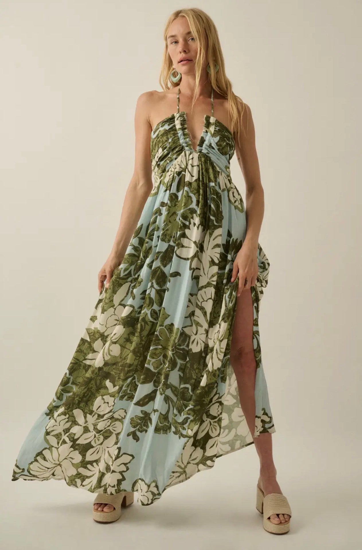 Floral Halter Maxi Dress