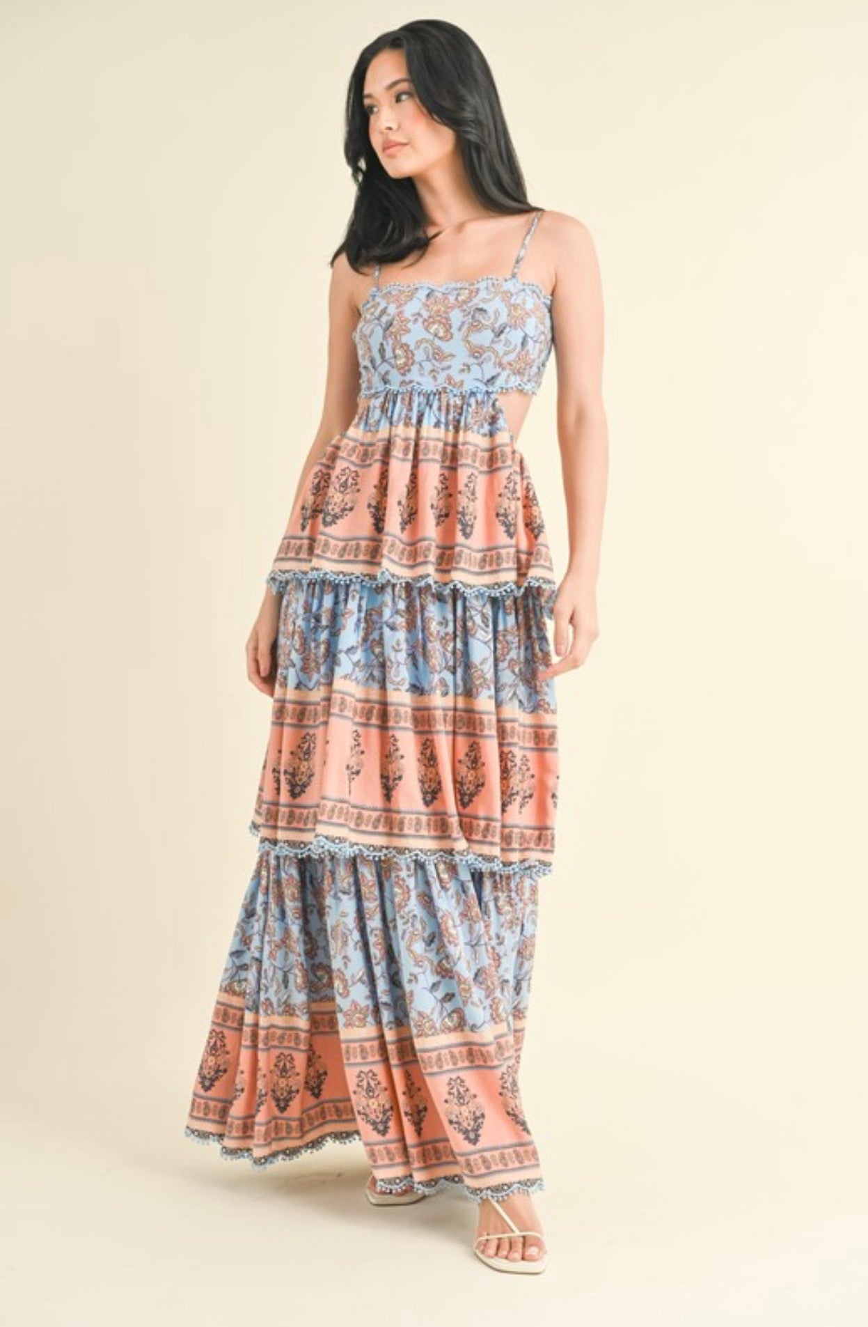 Pom Pom Trim Maxi Dress