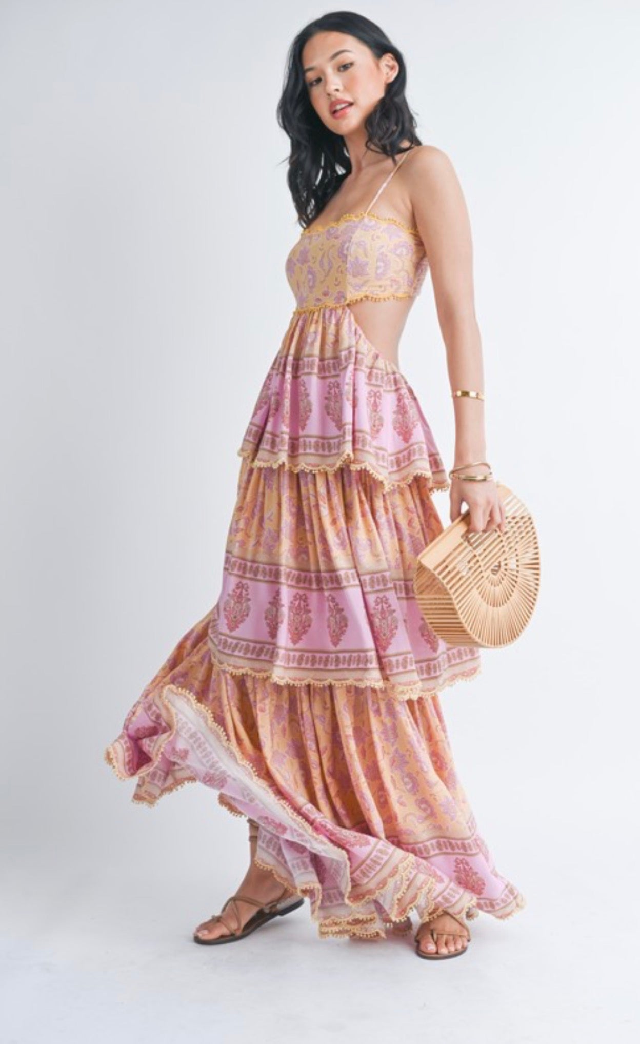 Pom Pom Trim Maxi Dress