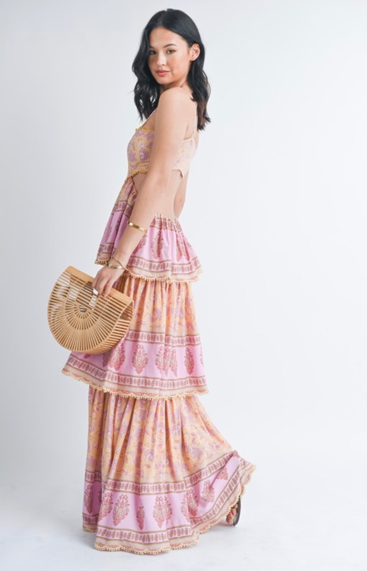Pom Pom Trim Maxi Dress