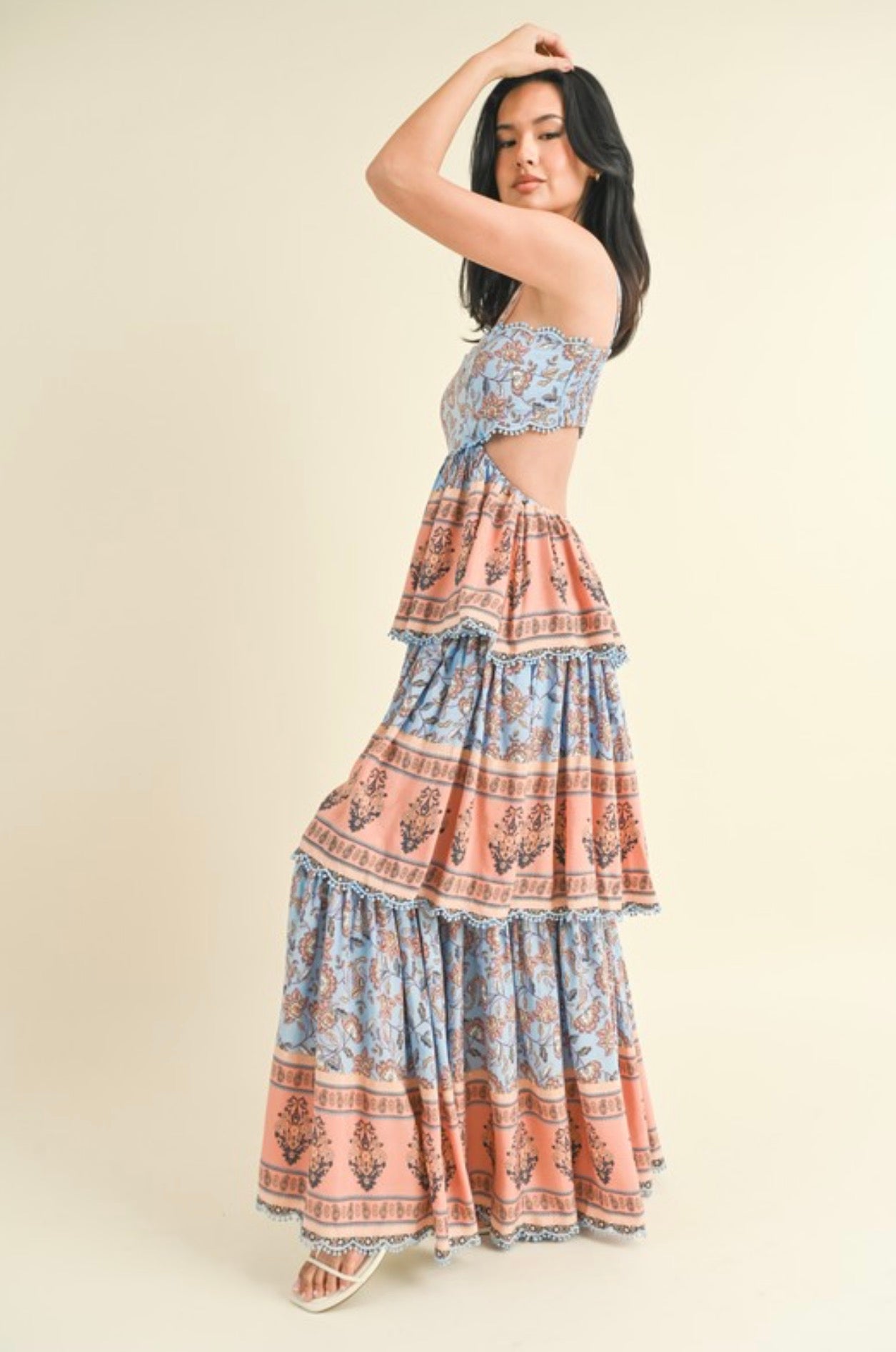 Pom Pom Trim Maxi Dress